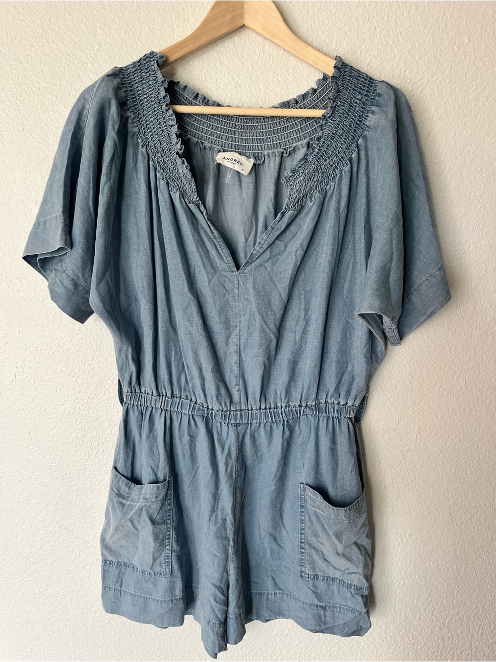 ANDRÉE BY UNIT Light Blue Smocked Neck Romper